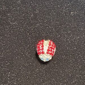 Chic Red and Silver Crystal Brooch